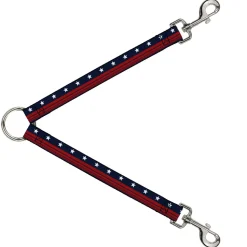 Dog Leash Splitter - Americana Stars & Stripes4 Blue/White/Red