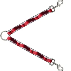 Dog Leash Splitter - American Flag Vivid Stripes C/U Red/White