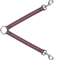 Dog Leash Splitter - Americana Stripe w/Mini Stars Blue/Red/White