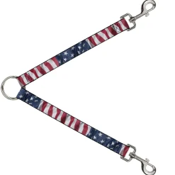 Dog Leash Splitter - American Flag Vertical C/U