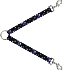 Dog Leash Splitter - American Flag Vivid Stars Blue/White