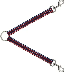 Dog Leash Splitter - Americana Stripe w/Stars2 Blue/Red/White