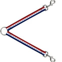 Dog Leash Splitter - Americana Star Stripes Red/White/Blue