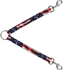 Dog Leash Splitter - American Flag Vivid CLOSE-UP