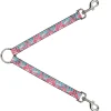 Dog Leash Splitter - Angry Bunnies Turquoise/Pinks