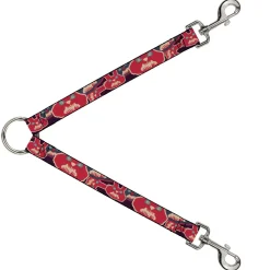 Dog Leash Splitter - Angry Bunnies CLOSE-UP Purple/Red/Blue