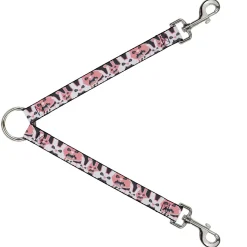 Dog Leash Splitter - Angry Bunnies Gray/Pinks
