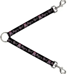 Dog Leash Splitter - Angry Girl Black/Pink