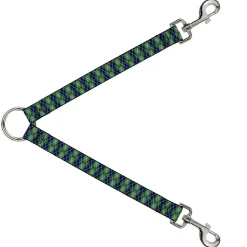 Dog Leash Splitter - Argyle Green/Navy/Green/White