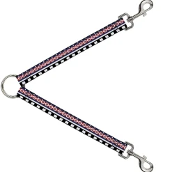 Dog Leash Splitter - Aztec13 White/Navy/Red/Black
