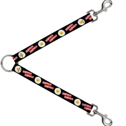 Dog Leash Splitter - Bacon & Eggs Black