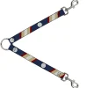 Dog Leash Splitter - Ball/Stripes Tan/Blue/Burgundy
