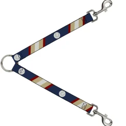 Dog Leash Splitter - Ball/Stripes Tan/Blue/Burgundy