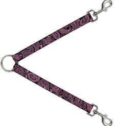 Dog Leash Splitter - Bandana/Skulls Black/Pink