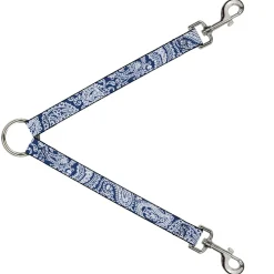 Dog Leash Splitter - Bandana/Skulls Royal/White