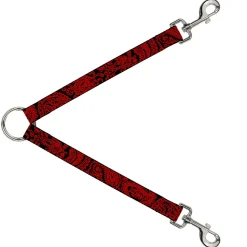 Dog Leash Splitter - Bandana/Skulls Black/Red