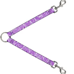 Dog Leash Splitter - Bandana/Skulls White/Purple