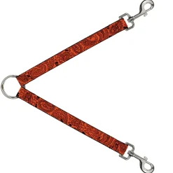 Dog Leash Splitter - Bandana/Skulls Orange/Black