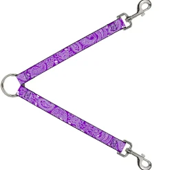 Dog Leash Splitter - Bandana/Skulls Purple/White