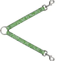 Dog Leash Splitter - Bandana/Skulls Irish Green/White