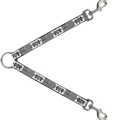 Dog Leash Splitter - BD Logo/American Stripe Flag White/Black
