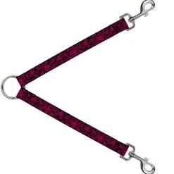 Dog Leash Splitter - BD Logo Scattered Black/Fuchsia
