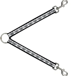 Dog Leash Splitter - BD Monogram2 White/Black