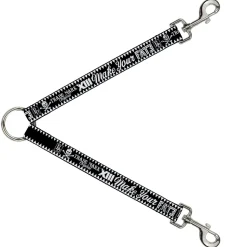 Dog Leash Splitter - BD Skull MAKE YOUR FATE Black/White