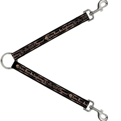 Dog Leash Splitter - BD Skull LIVE FAST AS LIGHTNING Black/Light Orange