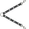 Dog Leash Splitter - BD Skulls w/Wings Black/White