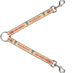Dog Leash Splitter - BEACH DAWG CARE ALL DOGS ARE EQUAL Cream/Pink