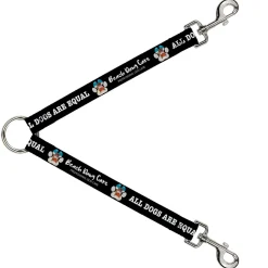 Dog Leash Splitter - BEACH DAWG CARE ALL DOGS ARE EQUAL Black/White