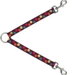 Dog Leash Splitter - Big Dots Purple/Multi Pastel