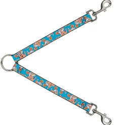Dog Leash Splitter - Blonde Pin Up Girl Bright Blue