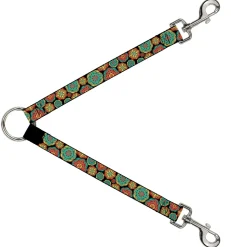 Dog Leash Splitter - Boho Mandala Black/Yellow/Turquoise/Orange