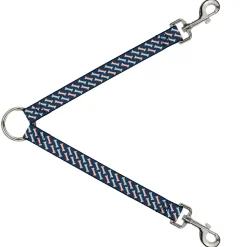 Dog Leash Splitter - Bones Blue/Tan/Red