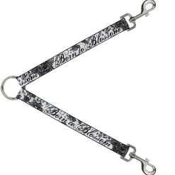Dog Leash Splitter - Born to Blossom Black/White