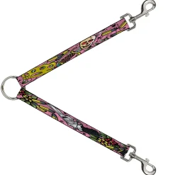 Dog Leash Splitter - Born to Raise Hell CLOSE-UP Pink