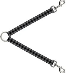 Dog Leash Splitter - Buffalo Plaid Black/Gray