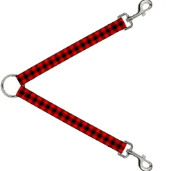 Dog Leash Splitter - Buffalo Plaid Black/Red