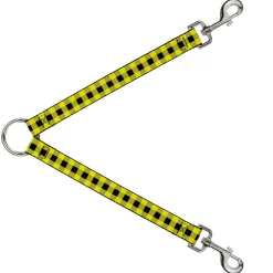 Dog Leash Splitter - Buffalo Plaid Black/Neon Yellow