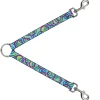 Dog Leash Splitter - Bullseye Stacked Swirl Blues/Green/Yellow/Pink