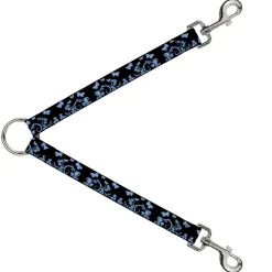 Dog Leash Splitter - Butterfly Garden Black/Blue