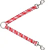 Dog Leash Splitter - Candy Cane3 Stripe White/3-Red