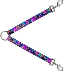 Dog Leash Splitter - Cats in Space Pinks/Blues