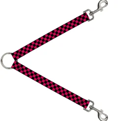 Dog Leash Splitter - Checker Black/Neon Pink