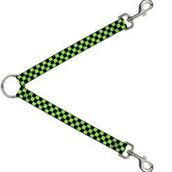 Dog Leash Splitter - Checker Black/Neon Green