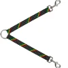 Dog Leash Splitter - Checker Stripe Black/Gray/Rasta