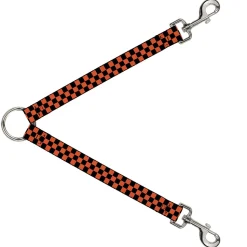 Dog Leash Splitter - Checker Black/Orange