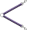 Dog Leash Splitter - Checker & Stripe Skulls Black/White/Purple